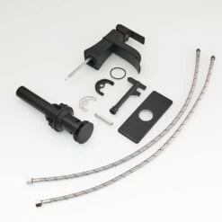 Single Handle Waterfall Vessel Sink Faucet With Drain Kit Included In Black -Tahanbath black tahanbath vessel sink faucets z w1932p179390 4f 1000