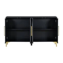 4-Door Cabinet With 2-Tone Triangular Pattern Doors-Versatile Storage For Entryway, Hallwa In Black White 14 4-Door Cabinet With 2-Tone Triangular Pattern Doors-Versatile Storage For Entryway, Hallwa In Black White -Tahanbath black white tahanbath pantry organizers z n711p175837b 76 1000