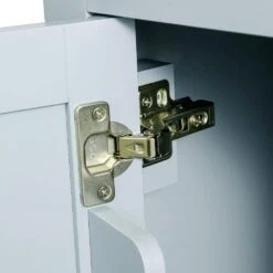 Blue Kitchen Cart With Rubber Wood Drop-Leaf Countertop, 3 Drawers, Cabinet Storage And 5 Wheels -Tahanbath blue tahanbath kitchen carts z wf298028aan 1f 1000