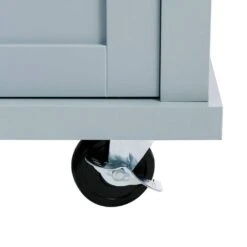 Blue Kitchen Cart With Rubber Wood Drop-Leaf Countertop, 3 Drawers, Cabinet Storage And 5 Wheels -Tahanbath blue tahanbath kitchen carts z wf298028aan 4f 1000