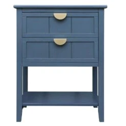 2 Drawer Side Table, American Style, End Table, Suitable For Bedroom, Living Room, Study In Blue 13 2 Drawer Side Table, American Style, End Table, Suitable For Bedroom, Living Room, Study In Blue -Tahanbath blue tahanbath pantry organizers z w688119115 76 1000