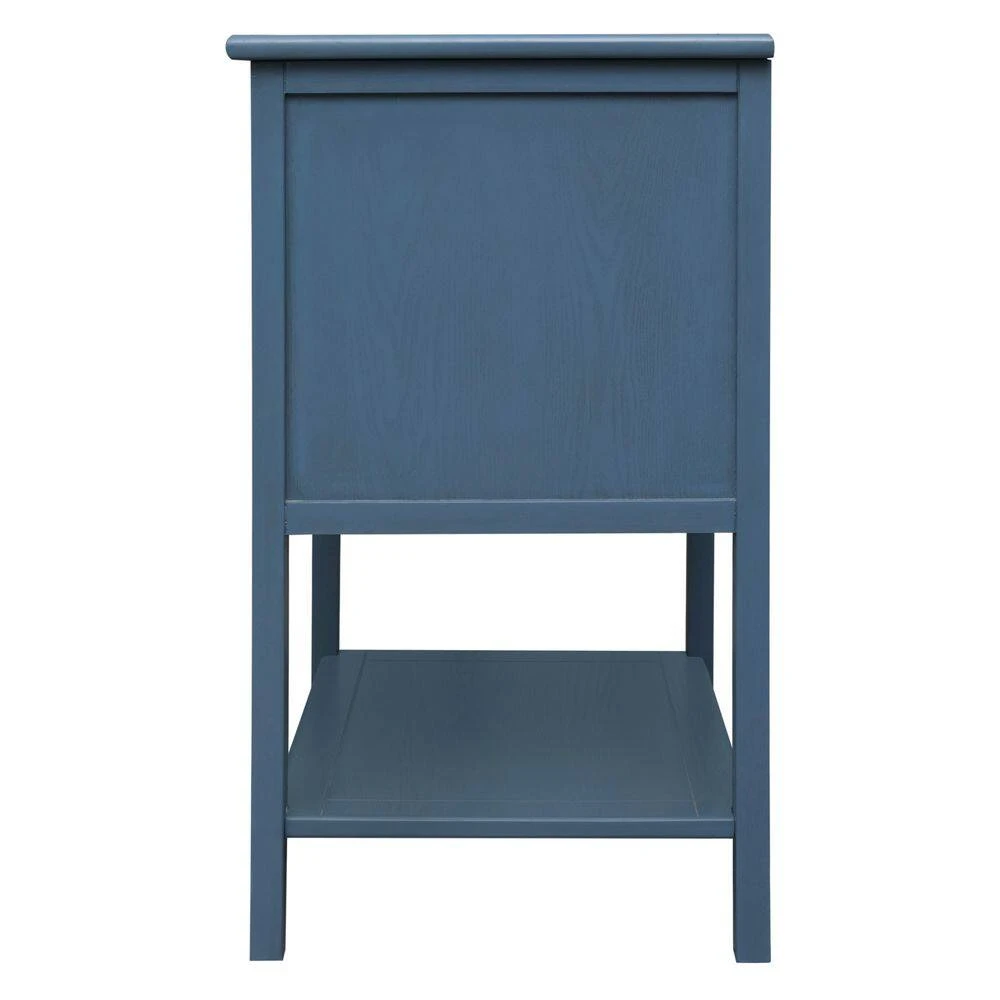 2 Drawer Side Table, American Style, End Table, Suitable For Bedroom, Living Room, Study In Blue 2 2 Drawer Side Table, American Style, End Table, Suitable For Bedroom, Living Room, Study In Blue - Image 2