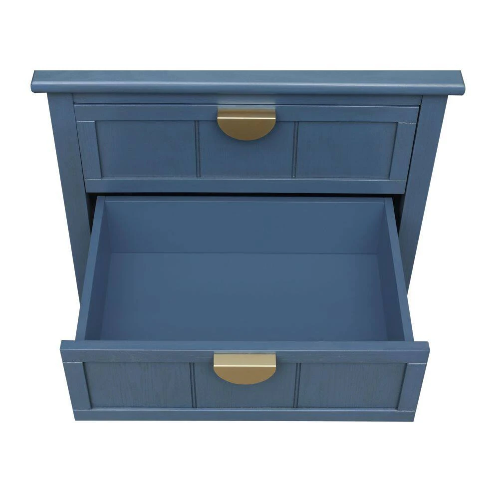 2 Drawer Side Table, American Style, End Table, Suitable For Bedroom, Living Room, Study In Blue 6 2 Drawer Side Table, American Style, End Table, Suitable For Bedroom, Living Room, Study In Blue - Image 6