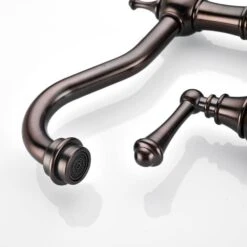 8 In. Double Handle Bridge Kitchen Faucet With Brass Side Sprayer 2-Handles 4-Holes Deck-Mount In Bronze -Tahanbath bronze tahanbath bridge kitchen faucets y w928 51685 1f 1000