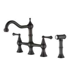 Double Handle Bridge Kitchen Faucet In VBronze