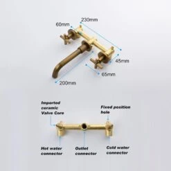 Double Handle Bathroom Faucet Wall Mounted Bathroom Sink Faucet In Bronze -Tahanbath bronze tahanbath wall mounted faucets y w2287 p185552 4f 1000