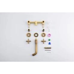 Titus Double Handle Wall Mounted Bathroom Faucet In Bronze -Tahanbath bronze tahanbath wall mounted faucets z w92850258 31 1000