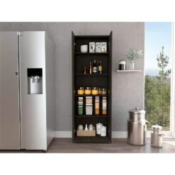 23.60 In. W X 11.80 In. D X 71.10 In. H Brown Particle Board Freestanding Linen Cabinet With 5-Shelves In Espresso -Tahanbath brown tahanbath linen cabinets ct xl 122866 31 1000