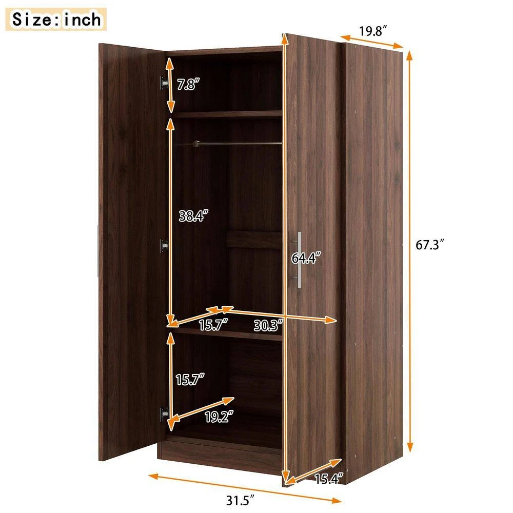 19.80 In. W X 31.50 In. D X 67.30 In. H Brown Wood Freestanding Linen Cabinet W/3-Storage Shelves And Door In Brown 3 19.80 In. W X 31.50 In. D X 67.30 In. H Brown Wood Freestanding Linen Cabinet W/3-Storage Shelves And Door In Brown - Image 3