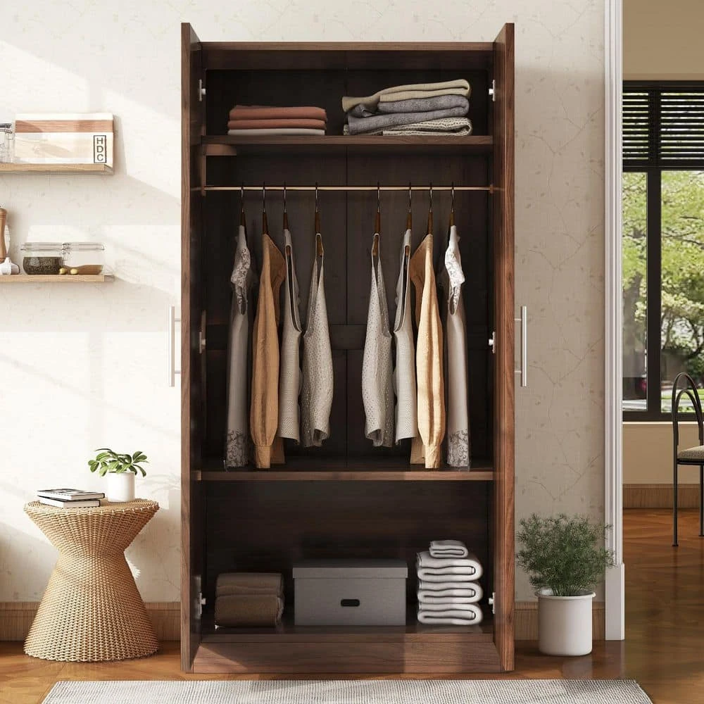 19.80 In. W X 31.50 In. D X 67.30 In. H Brown Wood Freestanding Linen Cabinet W/3-Storage Shelves And Door In Brown 2 19.80 In. W X 31.50 In. D X 67.30 In. H Brown Wood Freestanding Linen Cabinet W/3-Storage Shelves And Door In Brown - Image 2