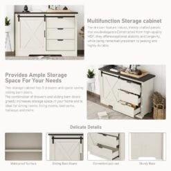 Antique BrownStorage Cabinet-Drawer Dresser With Silent Sliding Doors, Ideal For Dining, Living And Bedroom -Tahanbath brown tahanbath pantry organizers z w1580p242930 31 1000
