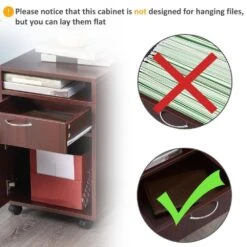 Mobile Storage Cabinet Organizer With Drawer And Cabinet, Printer Stand With Castors, In Brown -Tahanbath brown tahanbath pantry organizers z w1785118917 fa 1000