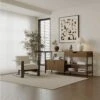 Iron-Framed Living Room Side Cabinet, Multifunctional For Storage In Brown