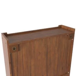 24.8 In. Vintage Brown Triple-Tier Glass Door Wall Cabinet With Towel Rack For Multiple Rooms -Tahanbath brown tahanbath pantry organizers z w757p170144 4f 1000