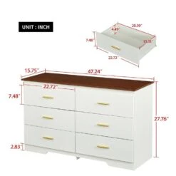 White And Brown Solid Storage Cabinet With Gold Handles: Drawer Dresser, Bar Cabinet, Buffet Server Console -Tahanbath brown white tahanbath pantry organizers z w679p151552 44 1000