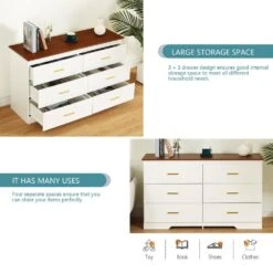 White And Brown Solid Storage Cabinet With Gold Handles: Drawer Dresser, Bar Cabinet, Buffet Server Console -Tahanbath brown white tahanbath pantry organizers z w679p151552 fa 1000