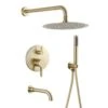 1-Spray 8 In. Ceiling Mount 1.8 GPM Dual Shower Head And Handheld Shower Head In Brush Gold