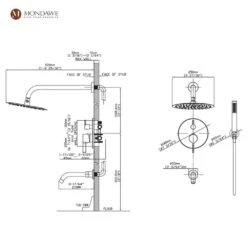 1-Spray 8 In. Ceiling Mount 1.8 GPM Dual Shower Head And Handheld Shower Head In Brush Gold -Tahanbath brush gold tahanbath dual shower heads z s133a3c 10bg c3 1000