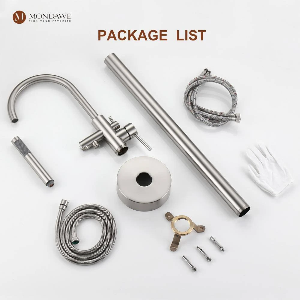 3-Handle Traditional Freestanding Bathtub Faucet(Brush Nickel) 2 3-Handle Traditional Freestanding Bathtub Faucet(Brush Nickel) - Image 2