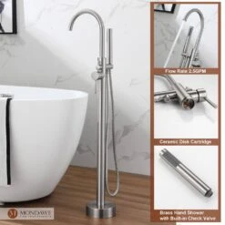 3-Handle Traditional Freestanding Bathtub Faucet(Brush Nickel) 15 3-Handle Traditional Freestanding Bathtub Faucet(Brush Nickel) -Tahanbath brush nickel tahanbath claw foot tub faucets z s125c bn 44 1000