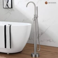 3-Handle Traditional Freestanding Bathtub Faucet(Brush Nickel) 13 3-Handle Traditional Freestanding Bathtub Faucet(Brush Nickel) -Tahanbath brush nickel tahanbath claw foot tub faucets z s125c bn 4f 1000