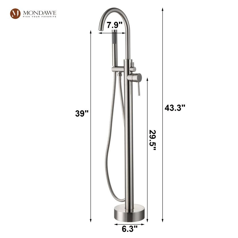 3-Handle Traditional Freestanding Bathtub Faucet(Brush Nickel) 4 3-Handle Traditional Freestanding Bathtub Faucet(Brush Nickel) - Image 4