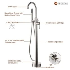 3-Handle Traditional Freestanding Bathtub Faucet(Brush Nickel) 16 3-Handle Traditional Freestanding Bathtub Faucet(Brush Nickel) -Tahanbath brush nickel tahanbath claw foot tub faucets z s125c bn fa 1000