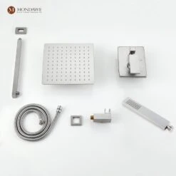 1-Spray 10 In. Ceiling Mount 1.8 GPM Dual Shower Head And Handheld Shower Head In Brushed N -Tahanbath brush nickel tahanbath dual shower heads z s0082c 10bn 31 1000