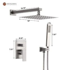 1-Spray 10 In. Ceiling Mount 1.8 GPM Dual Shower Head And Handheld Shower Head In Brushed N -Tahanbath brush nickel tahanbath dual shower heads z s0082c 10bn 4f 1000