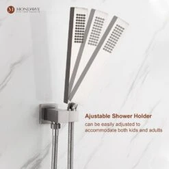 1-Spray 10 In. Ceiling Mount 1.8 GPM Dual Shower Head And Handheld Shower Head In Brushed N -Tahanbath brush nickel tahanbath dual shower heads z s0082c 10bn 66 1000