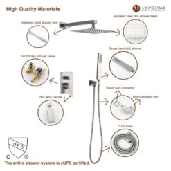 1-Spray 10 In. Ceiling Mount 1.8 GPM Dual Shower Head And Handheld Shower Head In Brushed N -Tahanbath brush nickel tahanbath dual shower heads z s0082c 10bn d4 1000