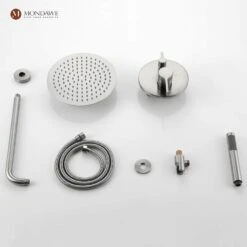 1-Spray 10 In. Ceiling Mount 1.8 GPM Dual Shower Head And Handheld Shower Head In Brushed Nickel -Tahanbath brush nickel tahanbath dual shower heads z s133a2c 10bn 31 1000