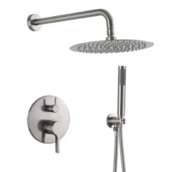 1-Spray 10 In. Ceiling Mount 1.8 GPM Dual Shower Head And Handheld Shower Head In Brushed Nickel