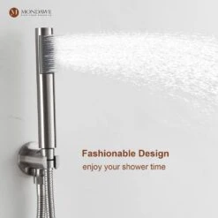 1-Spray 10 In. Ceiling Mount 1.8 GPM Dual Shower Head And Handheld Shower Head In Brushed Nickel -Tahanbath brush nickel tahanbath dual shower heads z s133a2c 10bn 66 1000