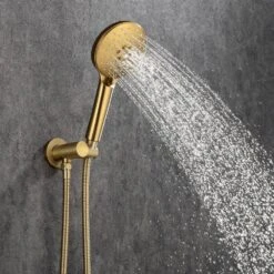 Single Handle 3-Spray High Pressure Tub And Shower Faucet Combo With Tub Spout In Brushed Gold (Valve Included) -Tahanbath brushed gold bathtub shower faucet combos w1194 d96203lsj zq 66 1000