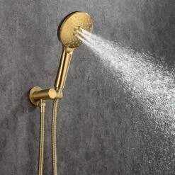 Single Handle 3-Spray High Pressure Tub And Shower Faucet Combo With Tub Spout In Brushed Gold (Valve Included) -Tahanbath brushed gold bathtub shower faucet combos w1194 d96203lsj zq 76 1000