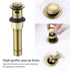 4 In. Centerset 2-Handle Bathroom Faucet With Pop-Up Drain And Supply Hoses Utility Faucet In Brushed Gold -Tahanbath brushed gold centerset bathroom faucets x dr 4011 bg 44 1000