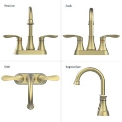 4 In. Centerset 2-Handle Bathroom Faucet With Pop-Up Drain And Supply Hoses Utility Faucet In Brushed Gold -Tahanbath brushed gold centerset bathroom faucets x dr 4011 bg 76 1000