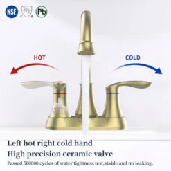 4 In. 2-Handle Vanity Sink Faucet With Drain Kit Included In Brushed Gold 10 4 In. 2-Handle Vanity Sink Faucet With Drain Kit Included In Brushed Gold -Tahanbath brushed gold centerset bathroom faucets x dr 4011b bg 4f 1000