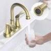 4 In. 2-Handle Vanity Sink Faucet With Drain Kit Included In Brushed Gold