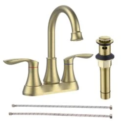 4 In. 2-Handle Vanity Sink Faucet With Drain Kit Included In Brushed Gold 14 4 In. 2-Handle Vanity Sink Faucet With Drain Kit Included In Brushed Gold -Tahanbath brushed gold centerset bathroom faucets x dr 4011b bg 76 1000