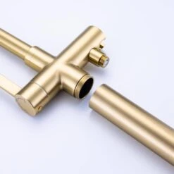 1-Handle Freestanding Tub Faucet With Hand Shower With Waterfall In Brushed Gold -Tahanbath brushed gold claw foot tub faucets q pzz 8008lsj 4f 1000