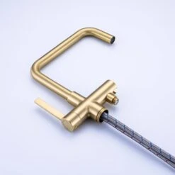 1-Handle Freestanding Tub Faucet With Hand Shower With Waterfall In Brushed Gold -Tahanbath brushed gold claw foot tub faucets q pzz 8008lsj c3 1000