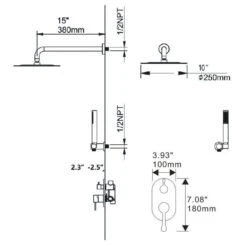 2-Spray Wall Mounted Fixed And Handheld Shower Head Waterfall Rain Shower System In Brushed Gold 11 2-Spray Wall Mounted Fixed And Handheld Shower Head Waterfall Rain Shower System In Brushed Gold -Tahanbath brushed gold dual shower heads x nk0735 1f 1000