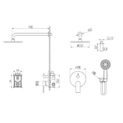 1-Spray Dual Wall Mounted Fixed And Handheld Shower Head 2.5 GPM Rain Shower Faucet In Brushed Gold -Tahanbath brushed gold dual shower heads x xy hs274 55ng 44 1000