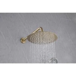1-Spray Dual Wall Mounted Fixed And Handheld Shower Head 2.5 GPM Rain Shower Faucet In Brushed Gold -Tahanbath brushed gold dual shower heads x xy hs274 55ng 4f 1000