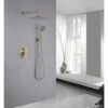1-Spray Dual Wall Mounted Fixed And Handheld Shower Head 2.5 GPM Rain Shower Faucet In Brushed Gold