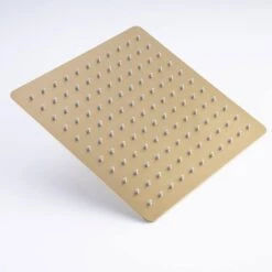 1-Spray Patterns With 2.5 GPM 10 In. Wall Mount Rain Fixed Shower Head In Brushed Gold (Valve Included) -Tahanbath brushed gold fixed shower heads pzz 93101 lsj zq 4f 1000