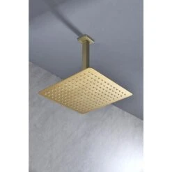 1-Spray Patterns With 2.5 GPM 12 In. Ceiling Mount Rain Fixed Shower Head In Brushed Gold -Tahanbath brushed gold fixed shower heads z w928100963 fa 1000