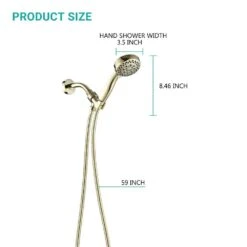 5-Spray Settings Wall Mount Handheld Shower Head 2.5 GPM Luxury In Brushed Gold -Tahanbath brushed gold handheld shower heads x w1219 w91505 44 1000